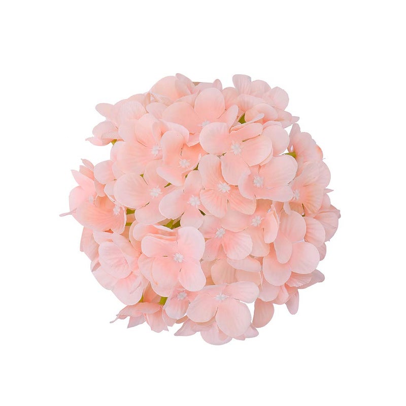 LUSHIDI Silk Hydrangea Heads with Stems Artificial Flowers Heads for Home Wedding Decor,Pack of 10 (Peach Pink) - Image 2